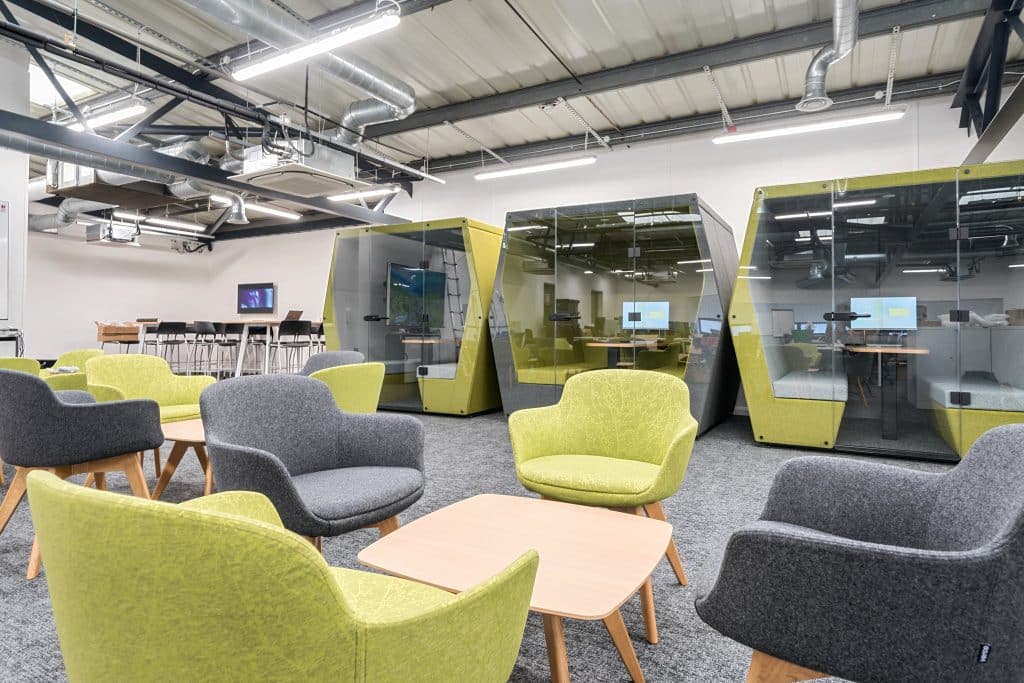 Sofa area with on office space