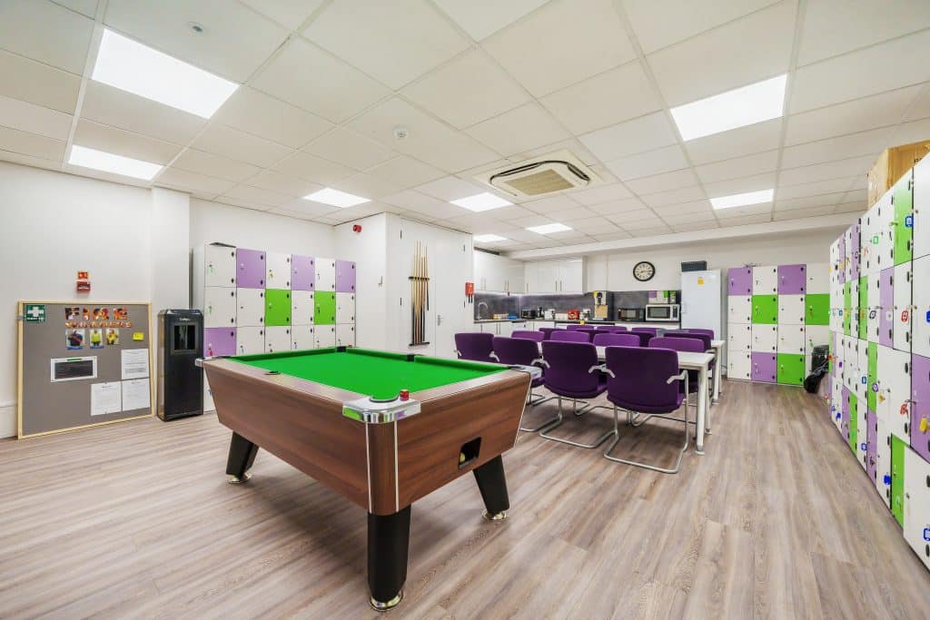 Commercial fit out comfort and entertainment trend Colourful office with neutral features Human centred office design Workplace design commercial fit out project