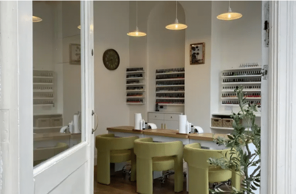 Natural interior colours Neutral decorated nail shop Neutral colours painted nail shop Central Tunbridge Wells commercial fit out Welcoming commercial interior fit out Central Tunbridge Wells shop renovation
